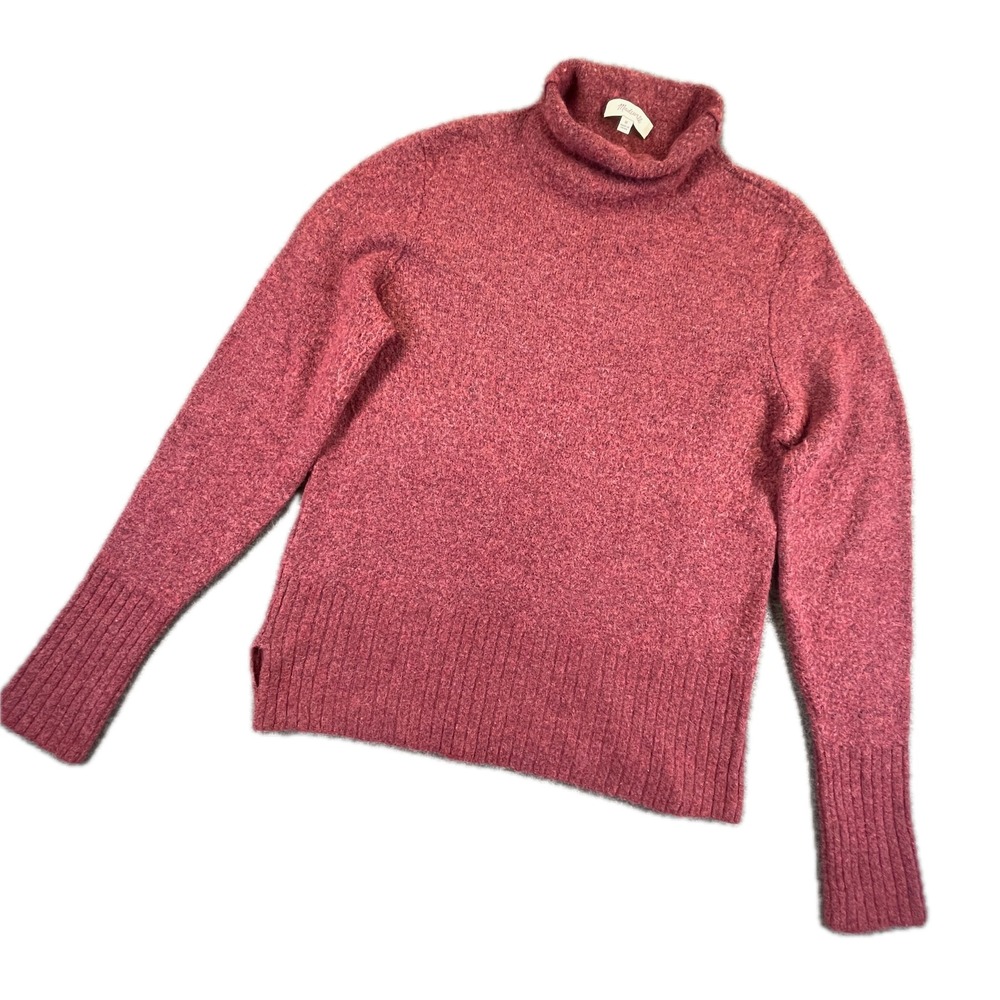 Madewell Marled Turtleneck Inland Roll Sweater M Burgandy Merino Wool Alpaca
